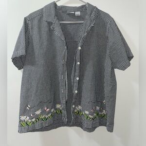 Vintage Gingham Stitched Button Down